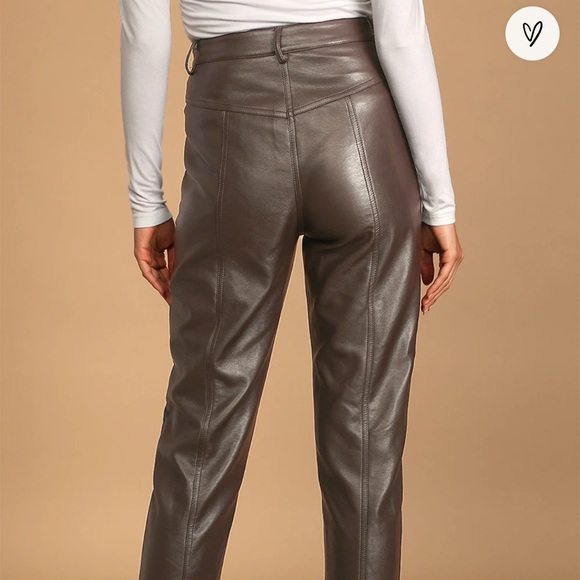 Lulus Do That Thing Chocolate Brown Vegan Leather Straight Leg Pants XS SOLD OUT - Picture 7 of 9